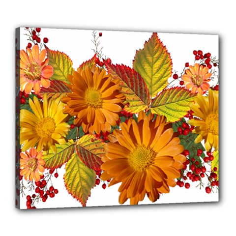 Flowers Arrangement Autumn Daisies Canvas 24  X 20  (stretched) by Simbadda