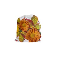 Flowers Arrangement Autumn Daisies Drawstring Pouch (small) by Simbadda