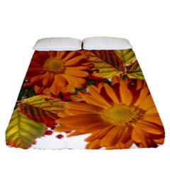 Flowers Arrangement Autumn Daisies Fitted Sheet (queen Size) by Simbadda