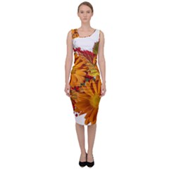 Flowers Arrangement Autumn Daisies Sleeveless Pencil Dress by Simbadda