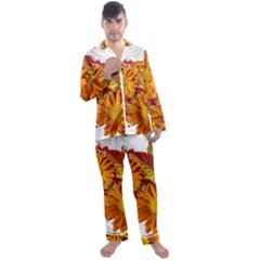 Flowers Arrangement Autumn Daisies Men s Satin Pajamas Long Pants Set by Simbadda