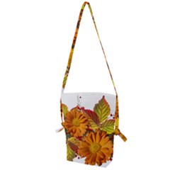 Flowers Arrangement Autumn Daisies Folding Shoulder Bag by Simbadda