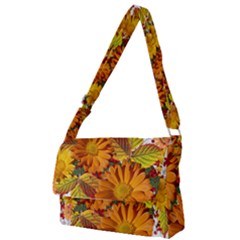 Flowers Arrangement Autumn Daisies Full Print Messenger Bag by Simbadda