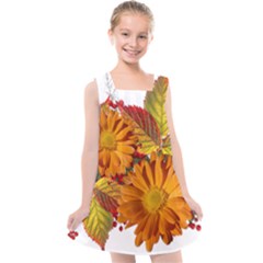 Flowers Arrangement Autumn Daisies Kids  Cross Back Dress by Simbadda