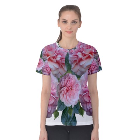 Roses Pink Flowers Arrangement Women s Cotton Tee by Simbadda