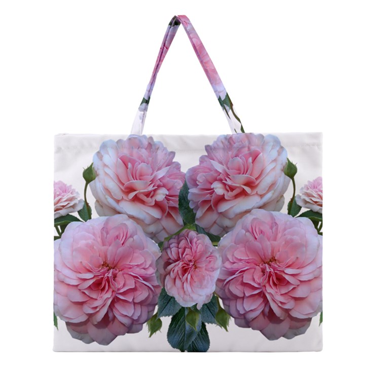 Roses Pink Flowers Arrangement Zipper Large Tote Bag