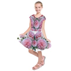 Roses Pink Flowers Arrangement Kids  Short Sleeve Dress by Simbadda