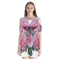 Roses Pink Flowers Arrangement Shoulder Cutout Velvet One Piece by Simbadda