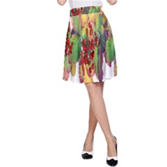 Leaves Autumn Berries Garden A-line Skirt by Simbadda