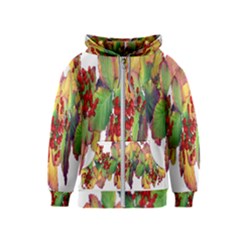 Leaves Autumn Berries Garden Kids  Zipper Hoodie by Simbadda