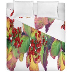 Leaves Autumn Berries Garden Duvet Cover Double Side (california King Size) by Simbadda