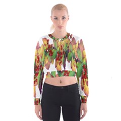 Leaves Autumn Berries Garden Cropped Sweatshirt by Simbadda