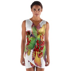 Leaves Autumn Berries Garden Wrap Front Bodycon Dress by Simbadda