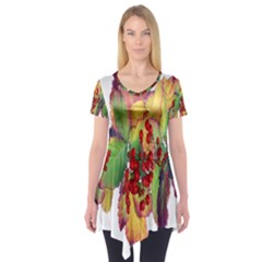 Leaves Autumn Berries Garden Short Sleeve Tunic  by Simbadda