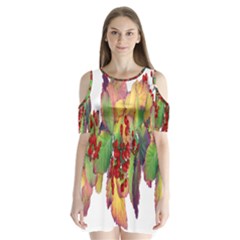 Leaves Autumn Berries Garden Shoulder Cutout Velvet One Piece by Simbadda