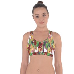 Leaves Autumn Berries Garden Cross String Back Sports Bra by Simbadda