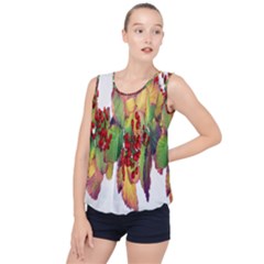 Leaves Autumn Berries Garden Bubble Hem Chiffon Tank Top by Simbadda