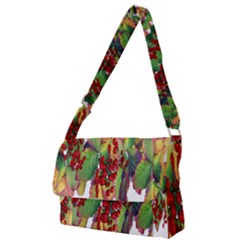 Leaves Autumn Berries Garden Full Print Messenger Bag by Simbadda