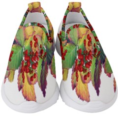 Leaves Autumn Berries Garden Kids  Slip On Sneakers by Simbadda