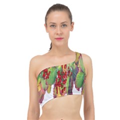 Leaves Autumn Berries Garden Spliced Up Bikini Top  by Simbadda