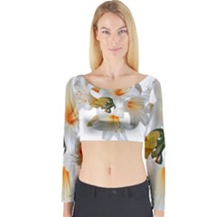 Lilies White Belladonna Long Sleeve Crop Top by Simbadda