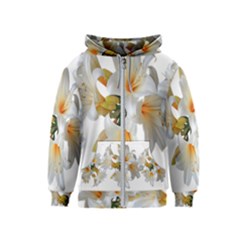 Lilies White Belladonna Kids  Zipper Hoodie by Simbadda