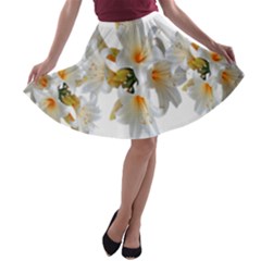 Lilies White Belladonna A-line Skater Skirt by Simbadda