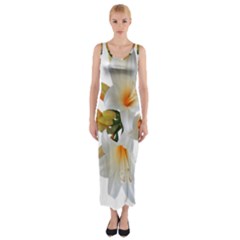 Lilies White Belladonna Fitted Maxi Dress by Simbadda