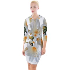 Lilies White Belladonna Quarter Sleeve Hood Bodycon Dress by Simbadda