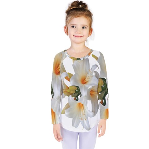 Lilies White Belladonna Kids  Long Sleeve Tee by Simbadda