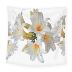 Lilies White Belladonna Square Tapestry (large) by Simbadda