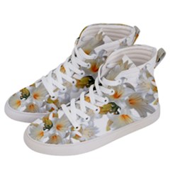 Lilies White Belladonna Women s Hi-top Skate Sneakers by Simbadda