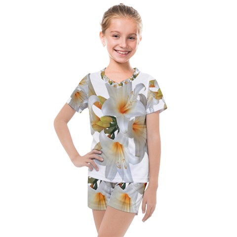 Lilies White Belladonna Kids  Mesh Tee And Shorts Set by Simbadda