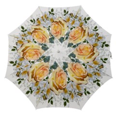 Flowers Roses White Yellow Straight Umbrellas by Simbadda