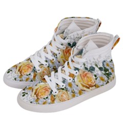 Flowers Roses White Yellow Men s Hi-top Skate Sneakers by Simbadda