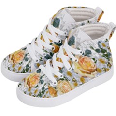 Flowers Roses White Yellow Kids  Hi-top Skate Sneakers by Simbadda