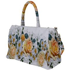 Flowers Roses White Yellow Duffel Travel Bag by Simbadda