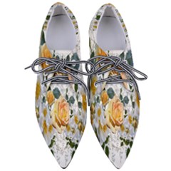 Flowers Roses White Yellow Women s Pointed Oxford Shoes by Simbadda