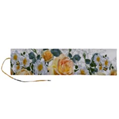 Flowers Roses White Yellow Roll Up Canvas Pencil Holder (l) by Simbadda