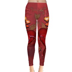 Wonderful Hearts And Rose Leggings  by FantasyWorld7