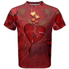 Wonderful Hearts And Rose Men s Cotton Tee by FantasyWorld7