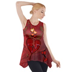 Wonderful Hearts And Rose Side Drop Tank Tunic by FantasyWorld7