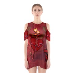 Wonderful Hearts And Rose Shoulder Cutout One Piece Dress by FantasyWorld7