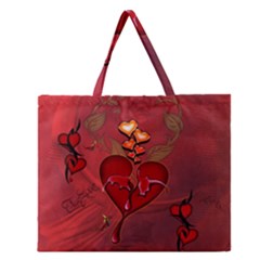 Wonderful Hearts And Rose Zipper Large Tote Bag by FantasyWorld7