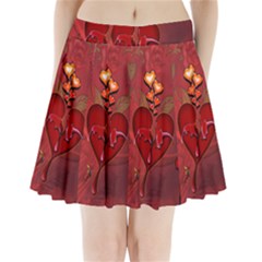 Wonderful Hearts And Rose Pleated Mini Skirt by FantasyWorld7