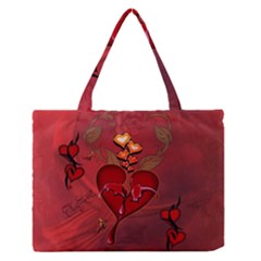 Wonderful Hearts And Rose Zipper Medium Tote Bag by FantasyWorld7