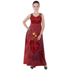 Wonderful Hearts And Rose Empire Waist Velour Maxi Dress by FantasyWorld7