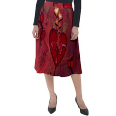 Wonderful Hearts And Rose Classic Velour Midi Skirt  by FantasyWorld7