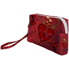 Wonderful Hearts And Rose Wristlet Pouch Bag (small) by FantasyWorld7