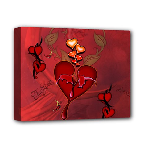 Wonderful Hearts And Rose Deluxe Canvas 14  X 11  (stretched) by FantasyWorld7